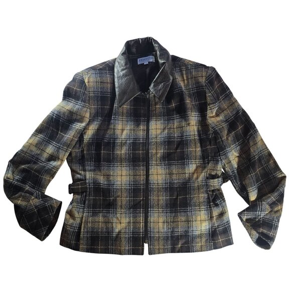 Jordan & Cole Womens Plaid Wool Jacket Zipper Large dark academia clueless - Picture 1 of 7